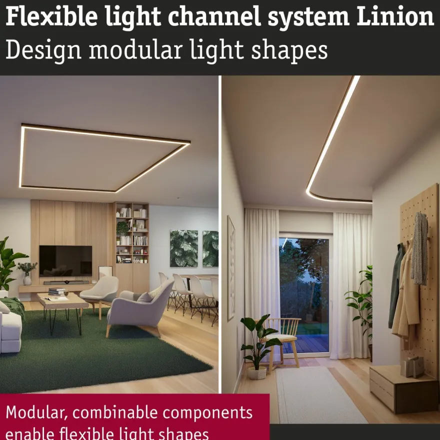 Modulaarinen LED-profiilivalaisin Paulmann Linion Light Channel Zigbee kaareva 24V 2x6.5W 3000K