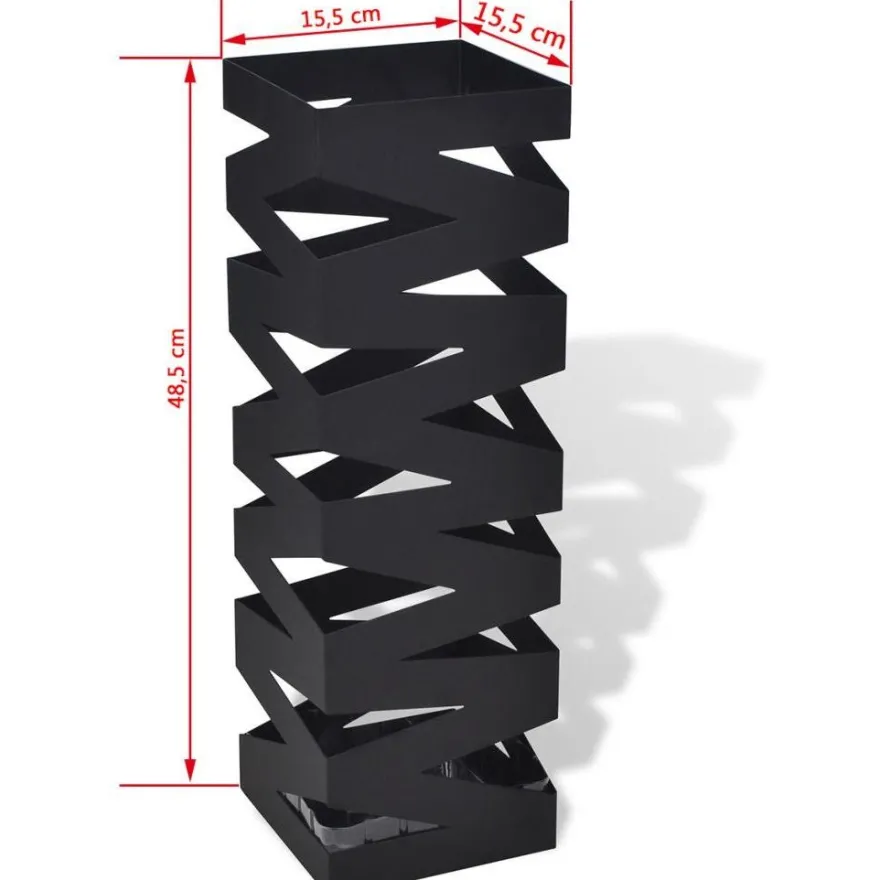 Musta neliö sateenvarjoteline teräs 48,5 cm