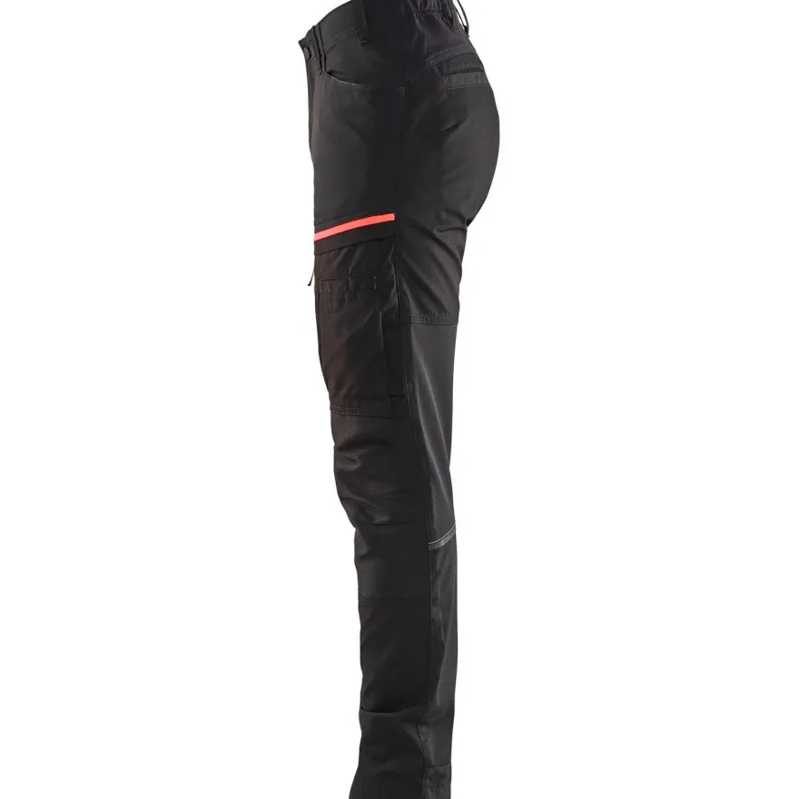 Naisten housut Blåkläder 7166 Stretch, musta/punainen
