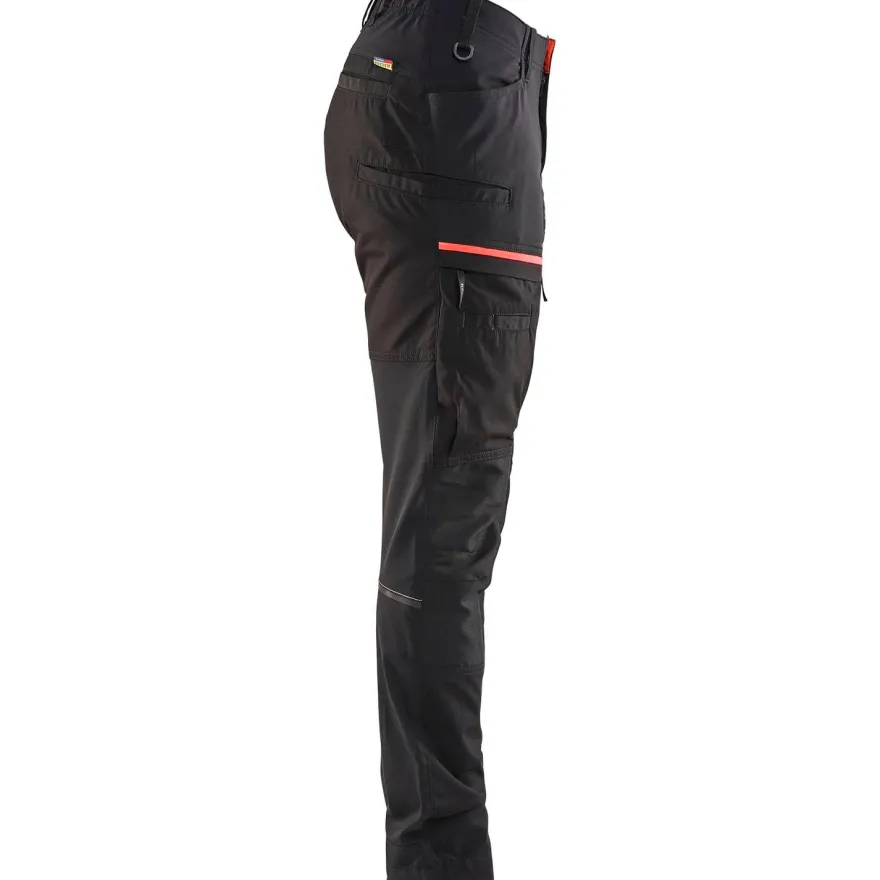 Naisten housut Blåkläder 7166 Stretch, musta/punainen