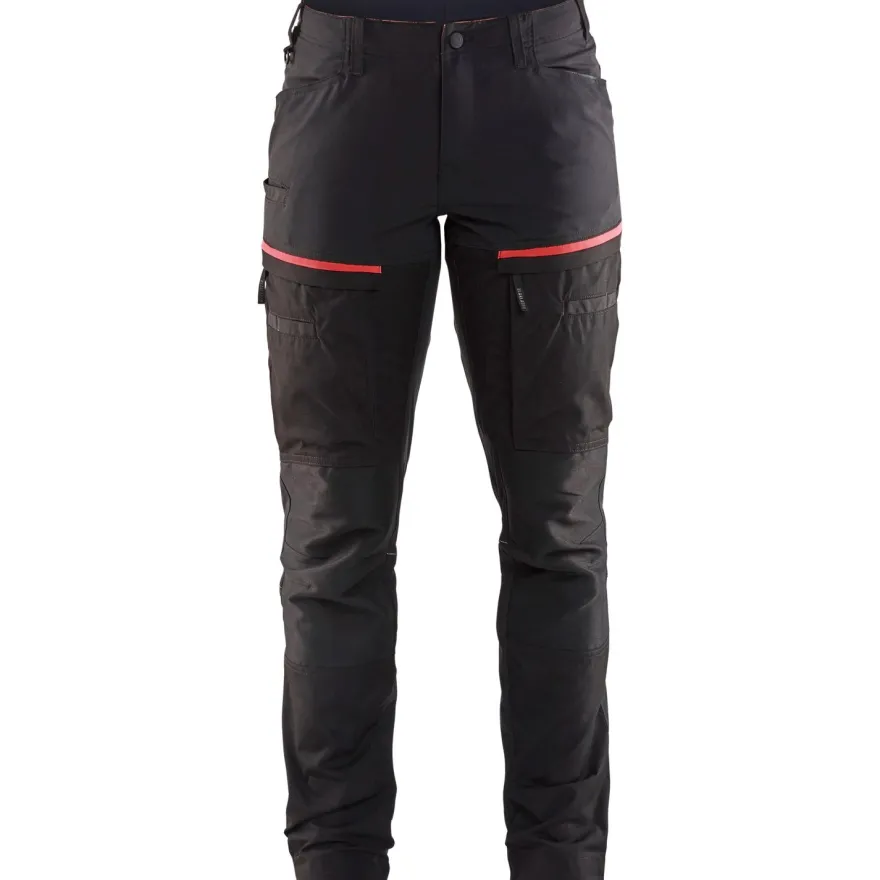 Naisten housut Blåkläder 7166 Stretch, musta/punainen