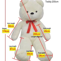 Nalle pehmolelu Valkoinen 200 cm