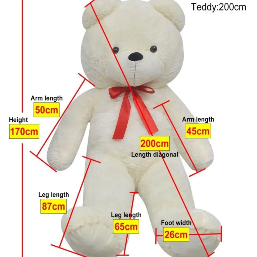Nalle pehmolelu Valkoinen 200 cm