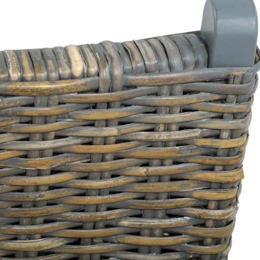 Nojatuoli harmaa luonnollinen kubu-rottinki ja täysi mahonki