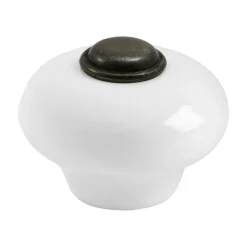Nuppivedin Beslag Design 409, Ø 37x28 mm, valkoinen posliini + antiikki