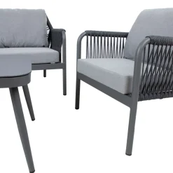 Oleskeluryhmä Home4you Hela, 2-istuttava sohva +2 nojatuolia + pöytä, harmaa