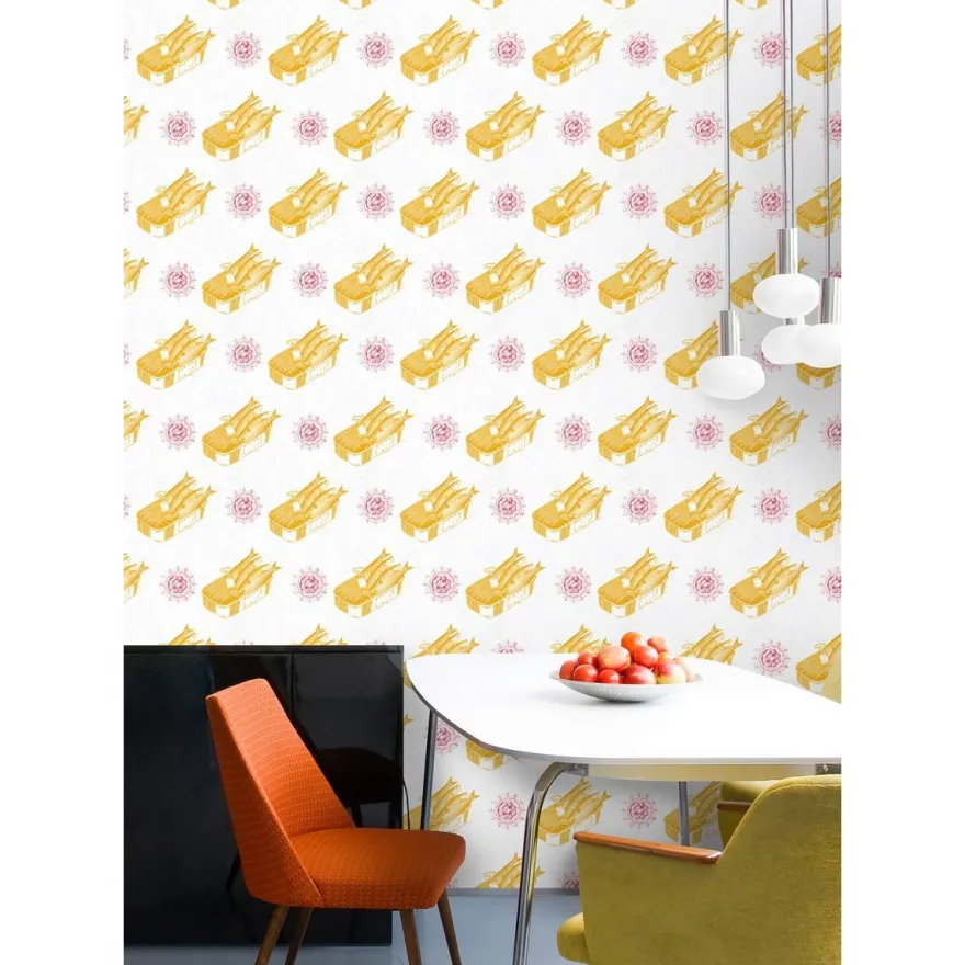 Paneelitapetti Mindthegap Sardines Yellow, 1.56x3m