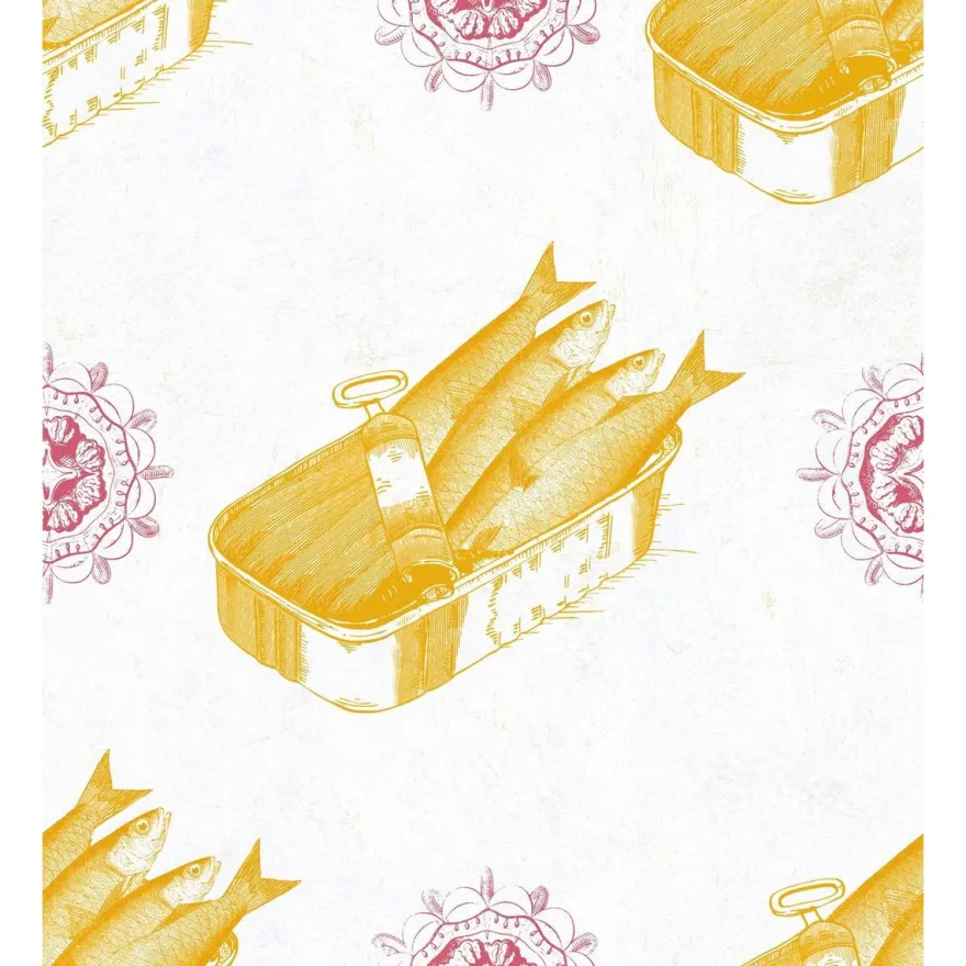Paneelitapetti Mindthegap Sardines Yellow, 1.56x3m