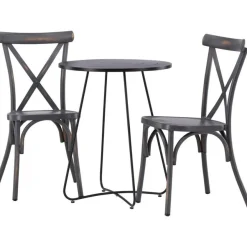 Parvekeryhmä Venture Home, ø60cm Bacong-pöytä + 2 mustaa Tablas-tuolia