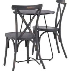 Parvekeryhmä Venture Home, ø60cm Bacong-pöytä + 2 mustaa Tablas-tuolia