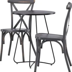 Parvekeryhmä Venture Home, ø60cm Bacong-pöytä + 2 mustaa Tablas-tuolia