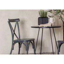 Parvekeryhmä Venture Home, ø60cm Bacong-pöytä + 2 mustaa Tablas-tuolia
