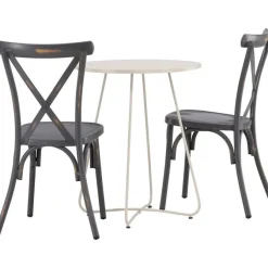 Parvekeryhmä Venture Home, ø60cm Bacong-pöytä + 2 mustaa Tablas-tuolia