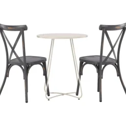 Parvekeryhmä Venture Home, ø60cm Bacong-pöytä + 2 mustaa Tablas-tuolia