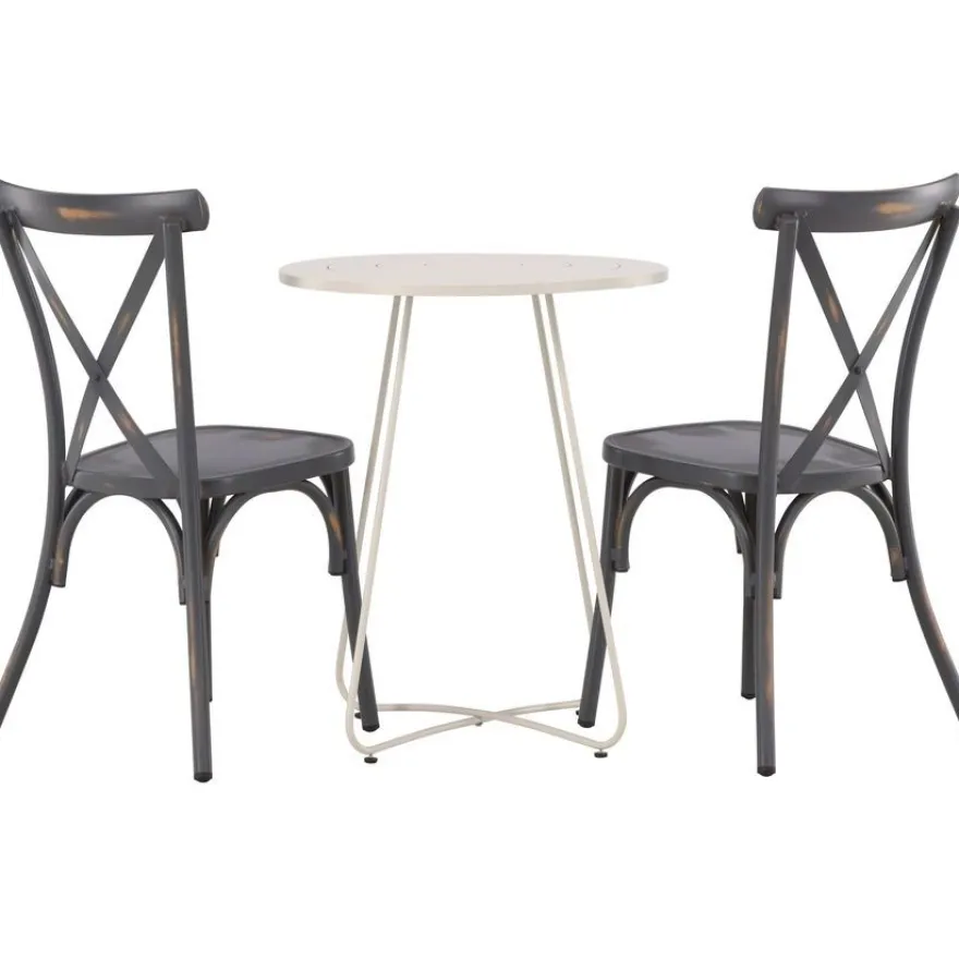 Parvekeryhmä Venture Home, ø60cm Bacong-pöytä + 2 mustaa Tablas-tuolia