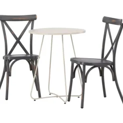 Parvekeryhmä Venture Home, ø60cm Bacong-pöytä + 2 mustaa Tablas-tuolia