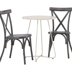 Parvekeryhmä Venture Home, ø60cm Bacong-pöytä + 2 mustaa Tablas-tuolia