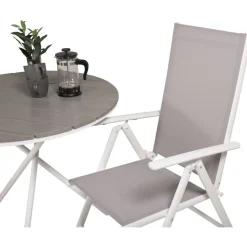 Parvekeryhmä Venture Home, ø90cm harmaa-valkoinen Parma-pöytä + 2 harmaata Break-säätötuolia