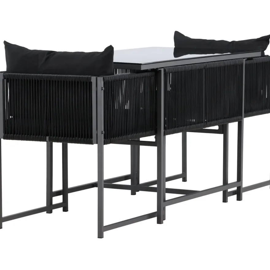 Parvekeryhmä Venture Home Noto, 120x60cm Noto-pöytä + 2 Noto-tuolia, musta