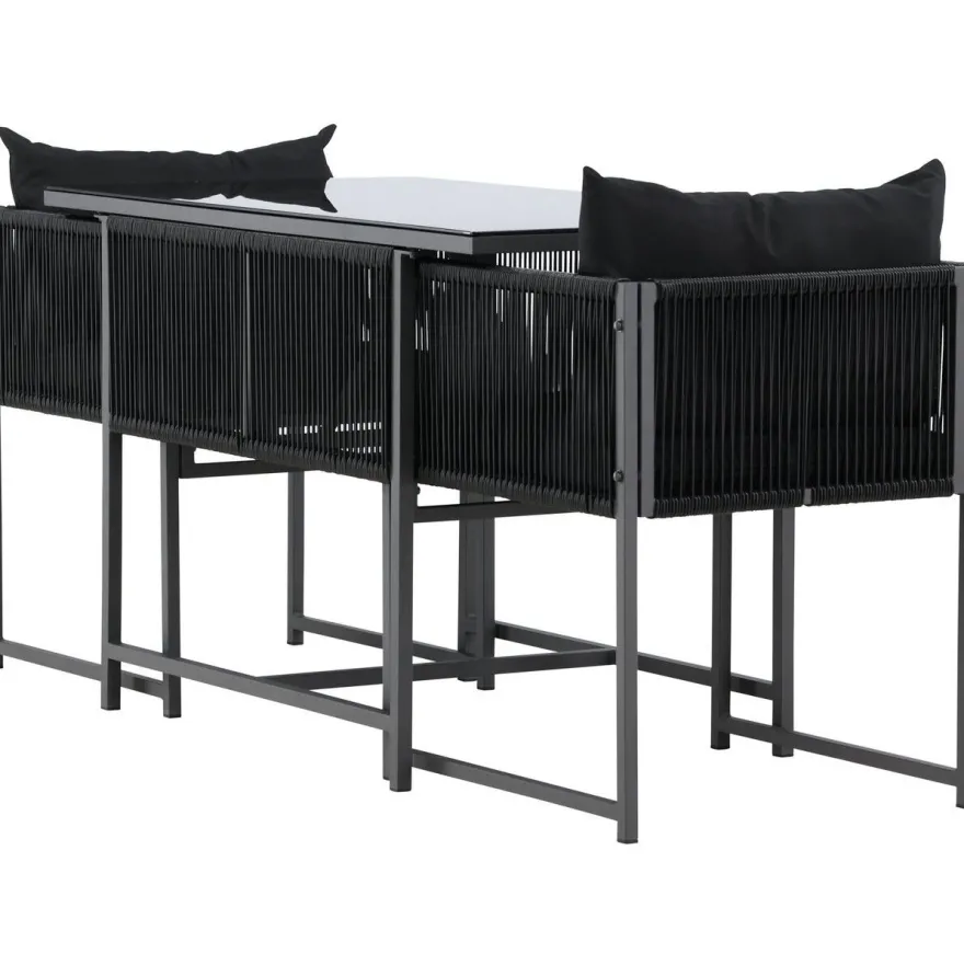Parvekeryhmä Venture Home Noto, 120x60cm Noto-pöytä + 2 Noto-tuolia, musta