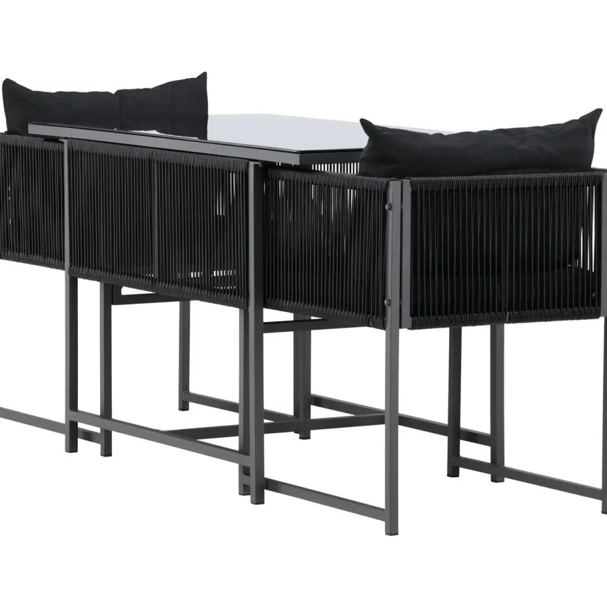Parvekeryhmä Venture Home Noto, 120x60cm Noto-pöytä + 2 Noto-tuolia, musta