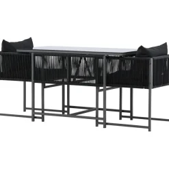 Parvekeryhmä Venture Home Noto, 120x60cm Noto-pöytä + 2 Noto-tuolia, musta