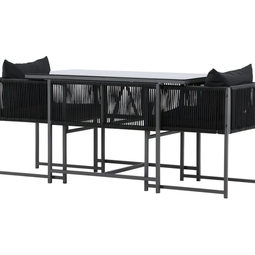 Parvekeryhmä Venture Home Noto, 120x60cm Noto-pöytä + 2 Noto-tuolia, musta