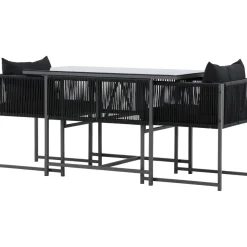 Parvekeryhmä Venture Home Noto, 120x60cm Noto-pöytä + 2 Noto-tuolia, musta