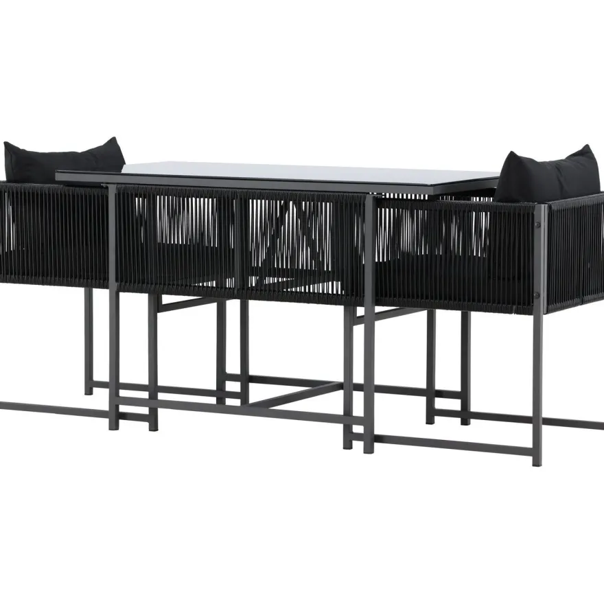 Parvekeryhmä Venture Home Noto, 120x60cm Noto-pöytä + 2 Noto-tuolia, musta