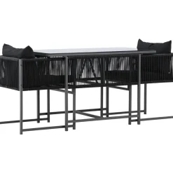 Parvekeryhmä Venture Home Noto, 120x60cm Noto-pöytä + 2 Noto-tuolia, musta