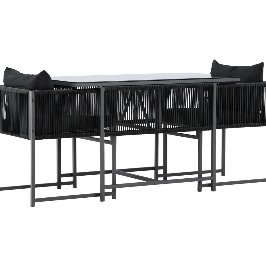 Parvekeryhmä Venture Home Noto, 120x60cm Noto-pöytä + 2 Noto-tuolia, musta