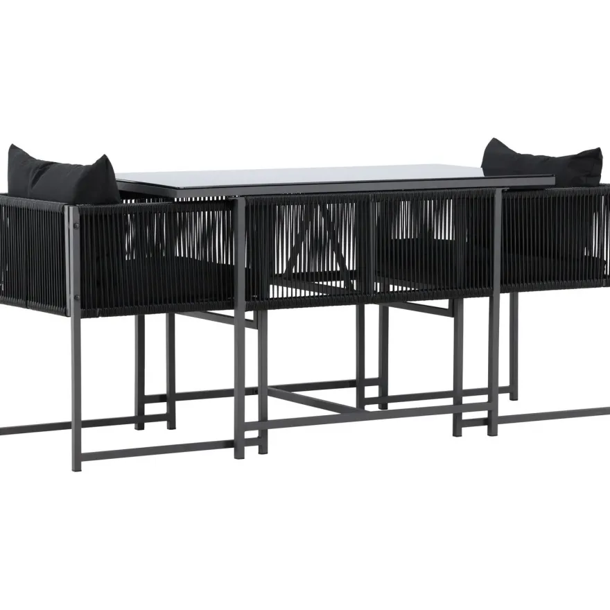 Parvekeryhmä Venture Home Noto, 120x60cm Noto-pöytä + 2 Noto-tuolia, musta