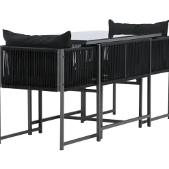 Parvekeryhmä Venture Home Noto, 120x60cm Noto-pöytä + 2 Noto-tuolia, musta