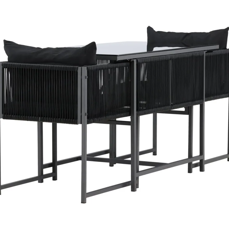 Parvekeryhmä Venture Home Noto, 120x60cm Noto-pöytä + 2 Noto-tuolia, musta