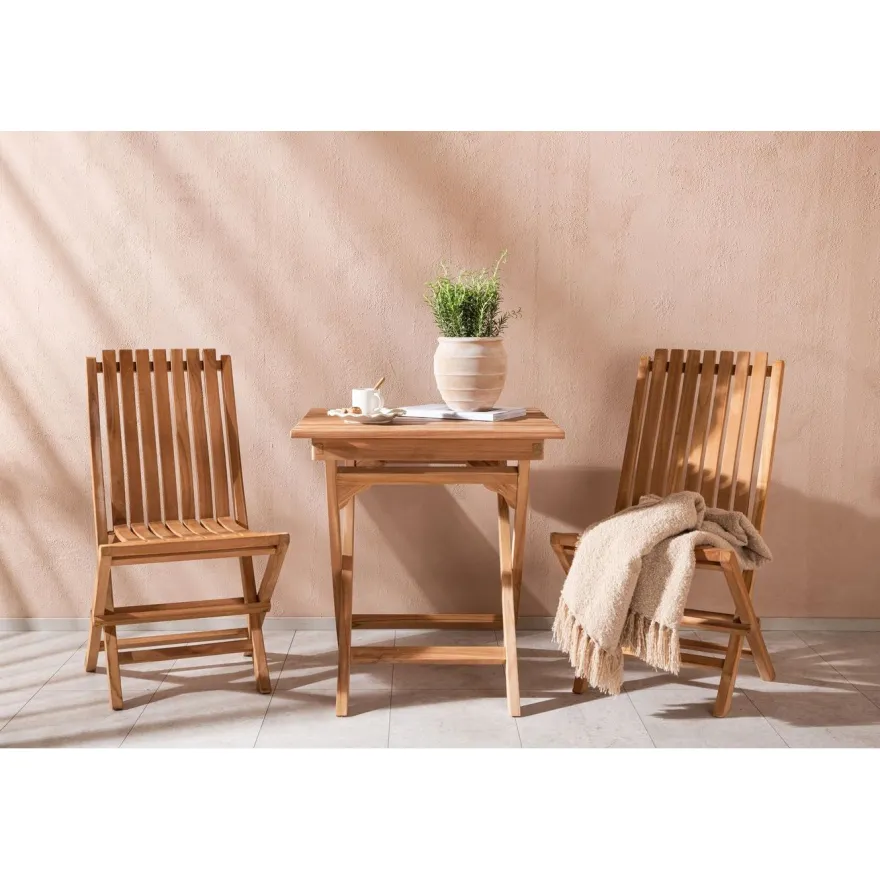 Parvekeryhmä Venture Home, 70x70cm Ghana-taittopöytä + 2 Ghana-taittotuolia