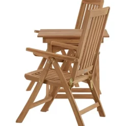 Parvekeryhmä Venture Home, 70x70cm Ghana-taittopöytä + 2 Kenya-taittotuolia, käsinojilla