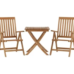 Parvekeryhmä Venture Home, 70x70cm Ghana-taittopöytä + 2 Kenya-taittotuolia, käsinojilla