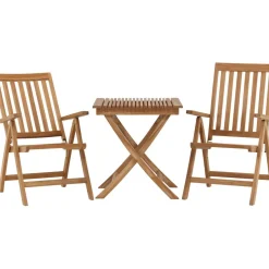 Parvekeryhmä Venture Home, 70x70cm Ghana-taittopöytä + 2 Kenya-taittotuolia, käsinojilla