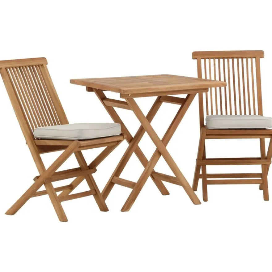 Parvekeryhmä Venture Home, 70x70cm Kenya-pöytä + 2 Kenya-taittotuolia, pehmusteilla