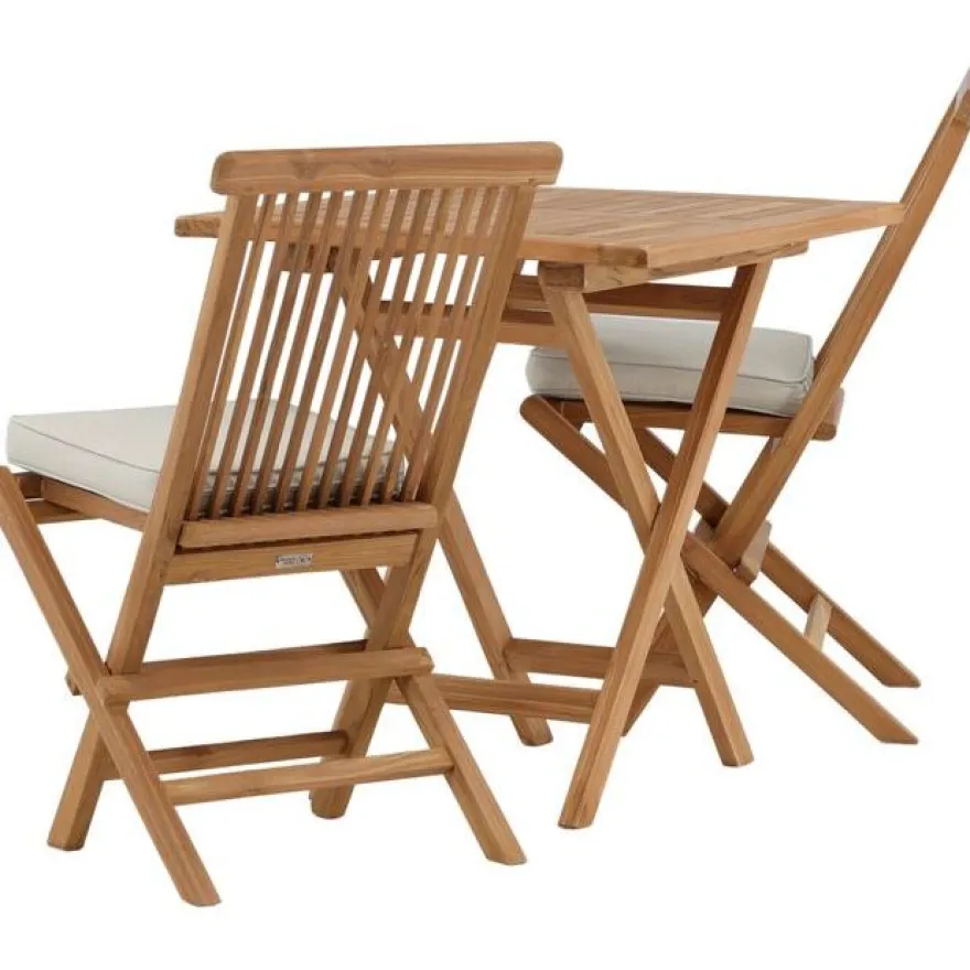 Parvekeryhmä Venture Home, 70x70cm Kenya-pöytä + 2 Kenya-taittotuolia, pehmusteilla