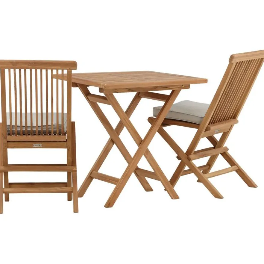 Parvekeryhmä Venture Home, 70x70cm Kenya-pöytä + 2 Kenya-taittotuolia, pehmusteilla
