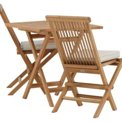 Parvekeryhmä Venture Home, 70x70cm Kenya-pöytä + 2 Kenya-taittotuolia, pehmusteilla