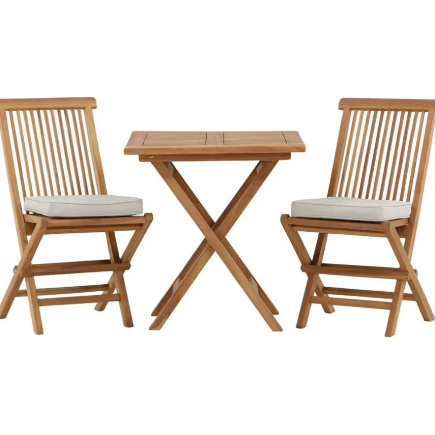 Parvekeryhmä Venture Home, 70x70cm Kenya-pöytä + 2 Kenya-taittotuolia, pehmusteilla