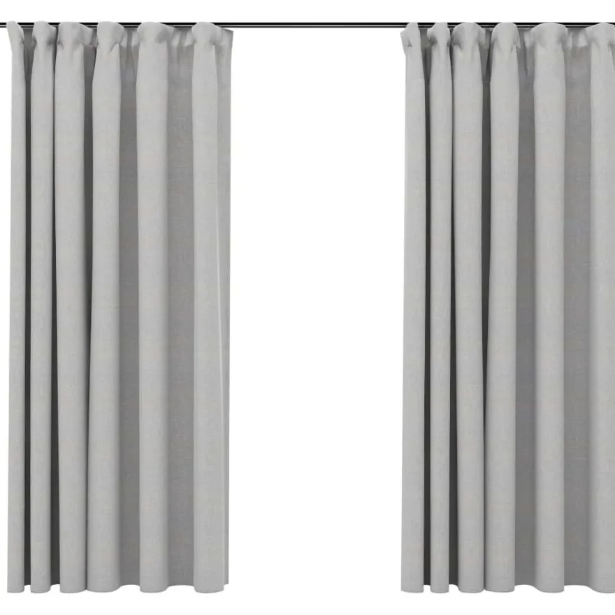 Pellavamaiset pimennysverhot koukuilla 2kpl harmaa 140x175cm