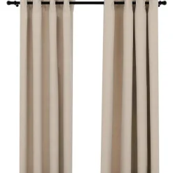 Pellavamaiset pimennysverhot renkailla 2 kpl beige 140x175cm