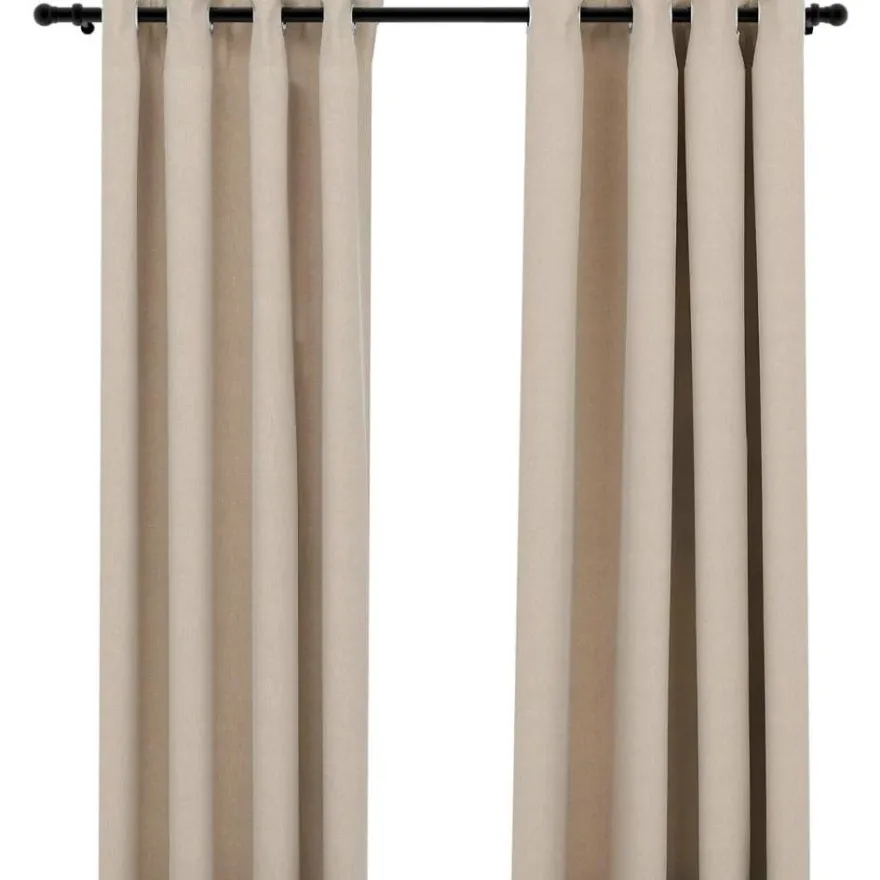 Pellavamaiset pimennysverhot renkailla 2 kpl beige 140x175cm