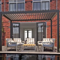Pergola Home4you Mirador-111, 300x400cm, tummanharmaa