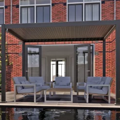 Pergola Home4you Mirador-111, 300x400cm, tummanharmaa