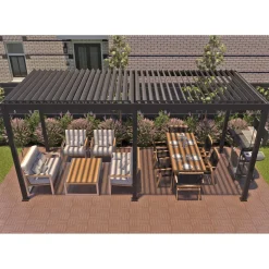 Pergola Home4you Mirador-111, 300x400cm, tummanharmaa