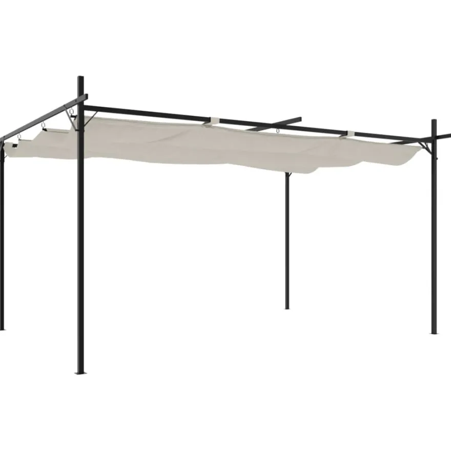 Pergola sisäänvedettävä katto kerma 395x292x230 cm